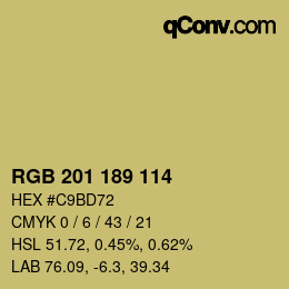 Color code: RGB 201 189 114 | qconv.com