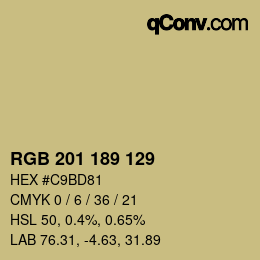 Color code: RGB 201 189 129 | qconv.com