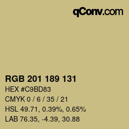 カラーコード: RGB 201 189 131 | qconv.com