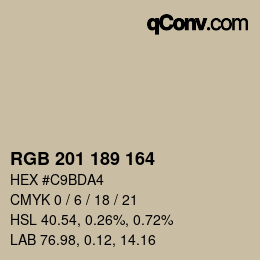 Color code: RGB 201 189 164 | qconv.com