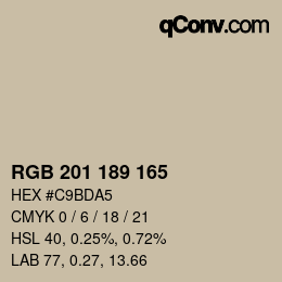 カラーコード: RGB 201 189 165 | qconv.com