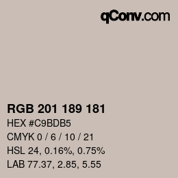 Color code: RGB 201 189 181 | qconv.com