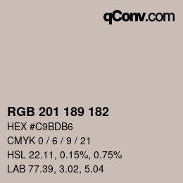 Color code: RGB 201 189 182 | qconv.com
