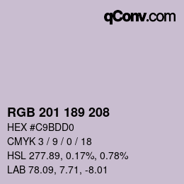 カラーコード: RGB 201 189 208 | qconv.com