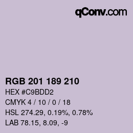 颜色代码: RGB 201 189 210 | qconv.com
