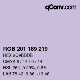 Color code: RGB 201 189 219 | qconv.com