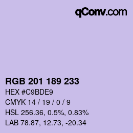 Color code: RGB 201 189 233 | qconv.com