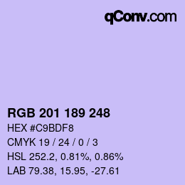 Color code: RGB 201 189 248 | qconv.com