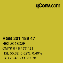 Color code: RGB 201 189 47 | qconv.com