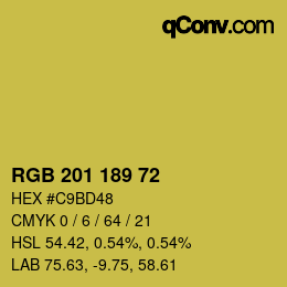 Color code: RGB 201 189 72 | qconv.com