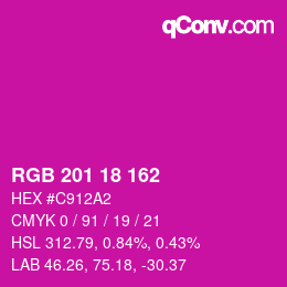 Color code: RGB 201 18 162 | qconv.com