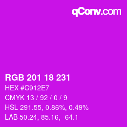 Color code: RGB 201 18 231 | qconv.com