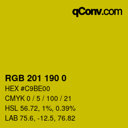 Color code: RGB 201 190 0 | qconv.com