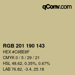 カラーコード: RGB 201 190 143 | qconv.com