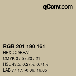 Color code: RGB 201 190 161 | qconv.com