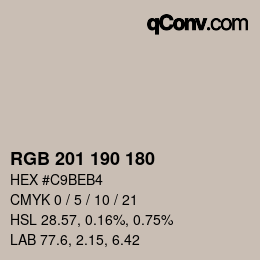 Color code: RGB 201 190 180 | qconv.com