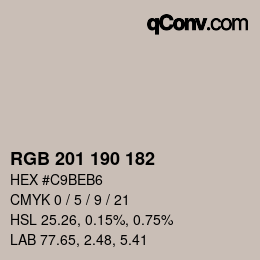 颜色代码: RGB 201 190 182 | qconv.com