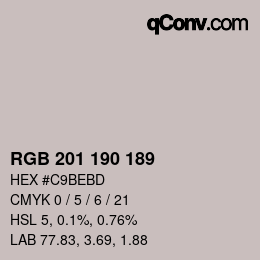 Color code: RGB 201 190 189 | qconv.com