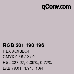 Color code: RGB 201 190 196 | qconv.com
