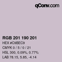 Color code: RGB 201 190 201 | qconv.com
