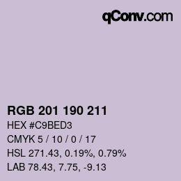 Color code: RGB 201 190 211 | qconv.com