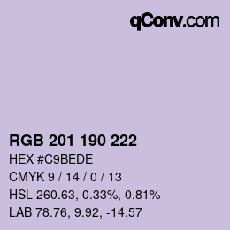 Color code: RGB 201 190 222 | qconv.com