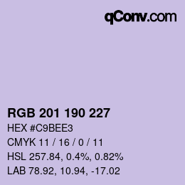 Color code: RGB 201 190 227 | qconv.com