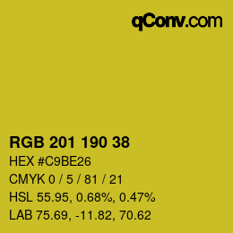 Color code: RGB 201 190 38 | qconv.com