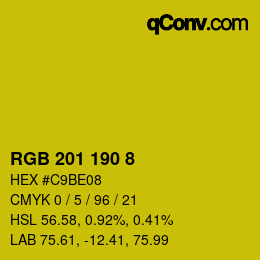 Color code: RGB 201 190 8 | qconv.com