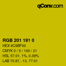 Color code: RGB 201 191 0 | qconv.com