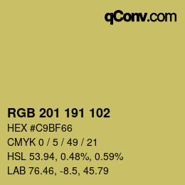 Color code: RGB 201 191 102 | qconv.com