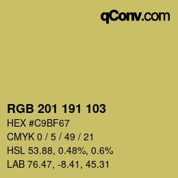 カラーコード: RGB 201 191 103 | qconv.com