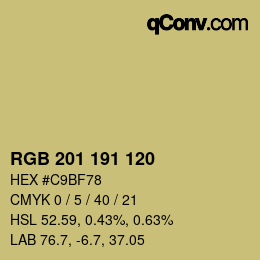 Color code: RGB 201 191 120 | qconv.com