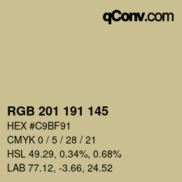 カラーコード: RGB 201 191 145 | qconv.com