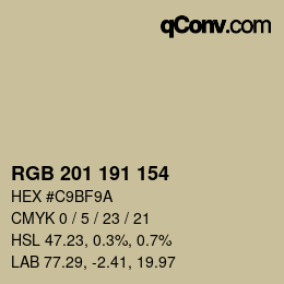 Color code: RGB 201 191 154 | qconv.com