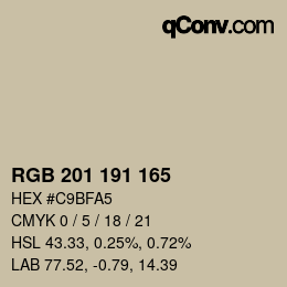 Color code: RGB 201 191 165 | qconv.com