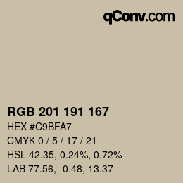 Code couleur: RGB 201 191 167 | qconv.com