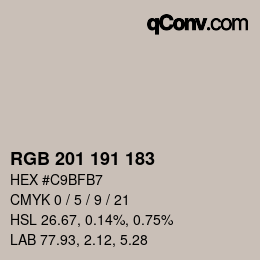 Color code: RGB 201 191 183 | qconv.com