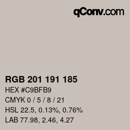 Color code: RGB 201 191 185 | qconv.com