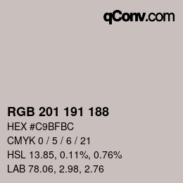 カラーコード: RGB 201 191 188 | qconv.com