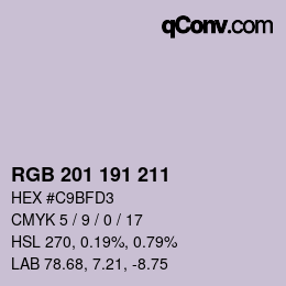カラーコード: RGB 201 191 211 | qconv.com