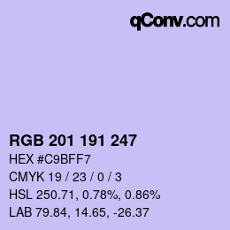 カラーコード: RGB 201 191 247 | qconv.com