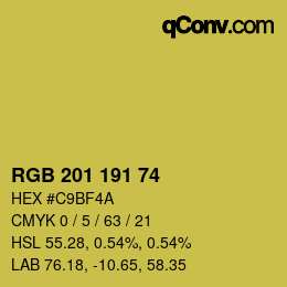 カラーコード: RGB 201 191 74 | qconv.com