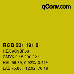 カラーコード: RGB 201 191 8 | qconv.com