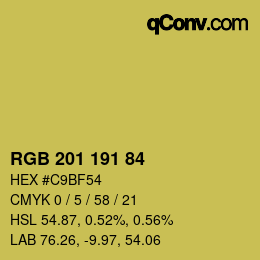 Color code: RGB 201 191 84 | qconv.com