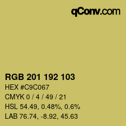 Color code: RGB 201 192 103 | qconv.com