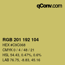 Color code: RGB 201 192 104 | qconv.com