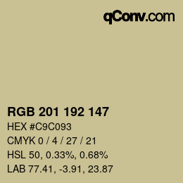 Color code: RGB 201 192 147 | qconv.com