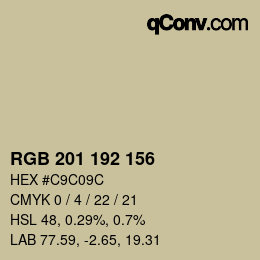 颜色代码: RGB 201 192 156 | qconv.com
