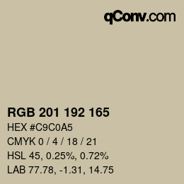 Color code: RGB 201 192 165 | qconv.com